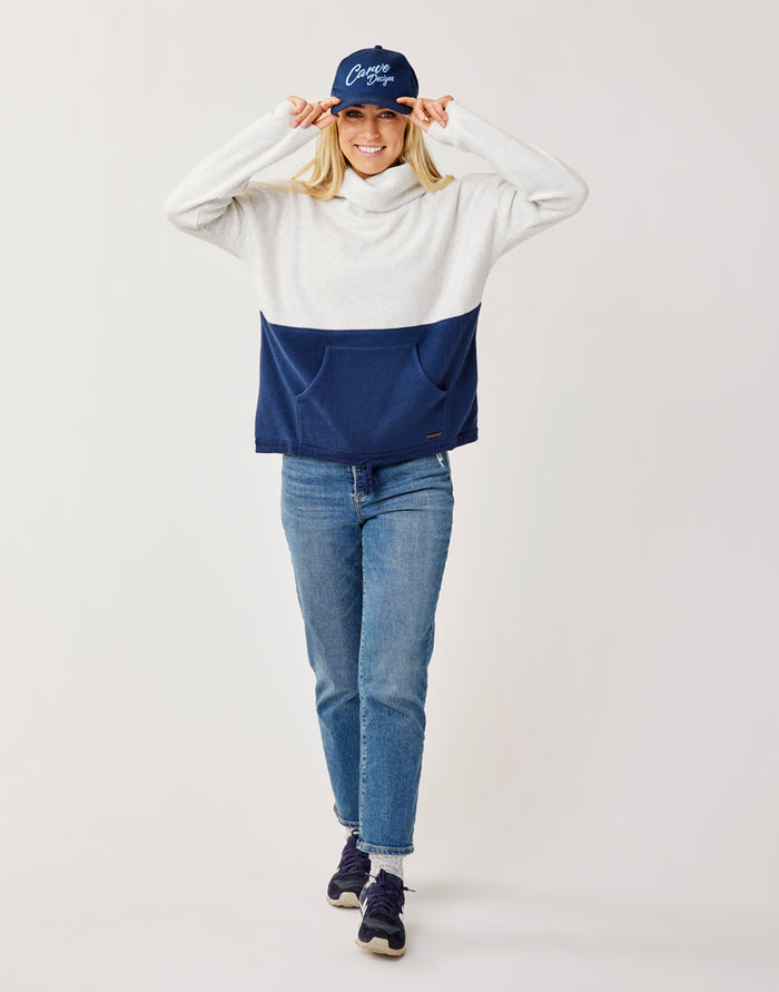Rowayton Colorblock Cowl: Cloud Heather w. Navy