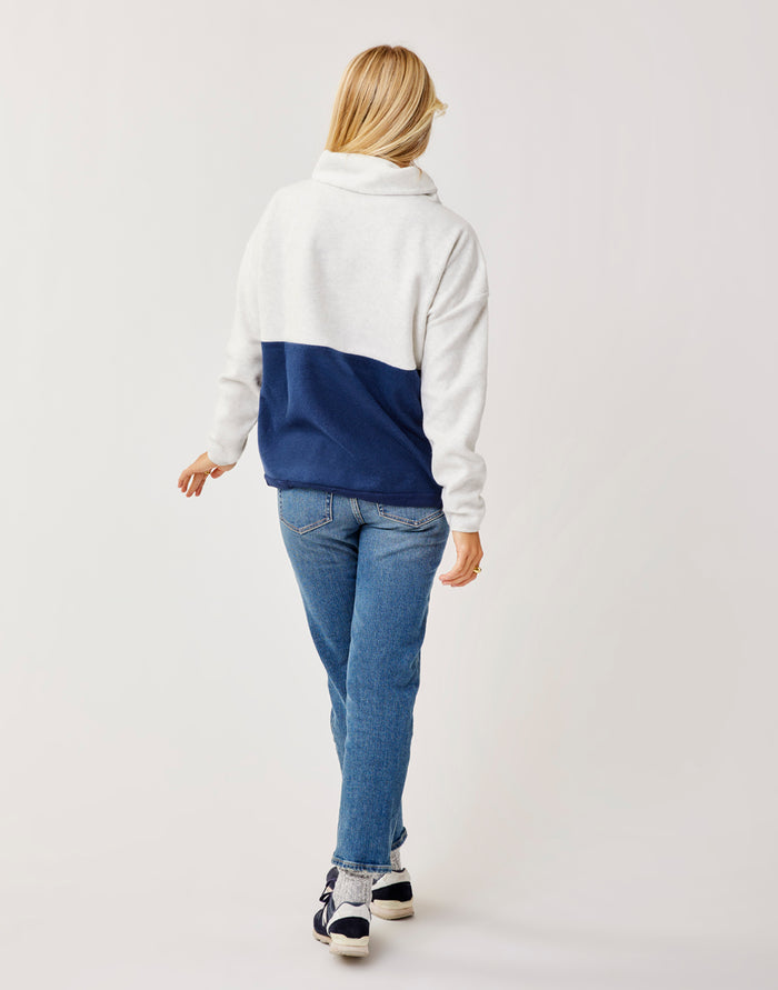 Rowayton Colorblock Cowl: Cloud Heather w. Navy