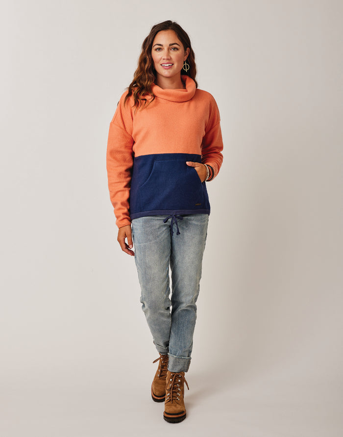 Rowayton Colorblock Cowl: Terracotta w. Navy - FINAL SALE