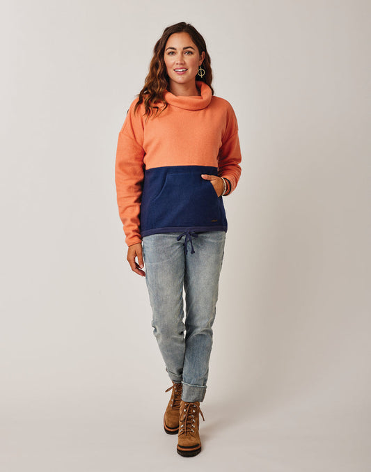 Rowayton Colorblock Cowl: Terracotta w. Navy - FINAL SALE