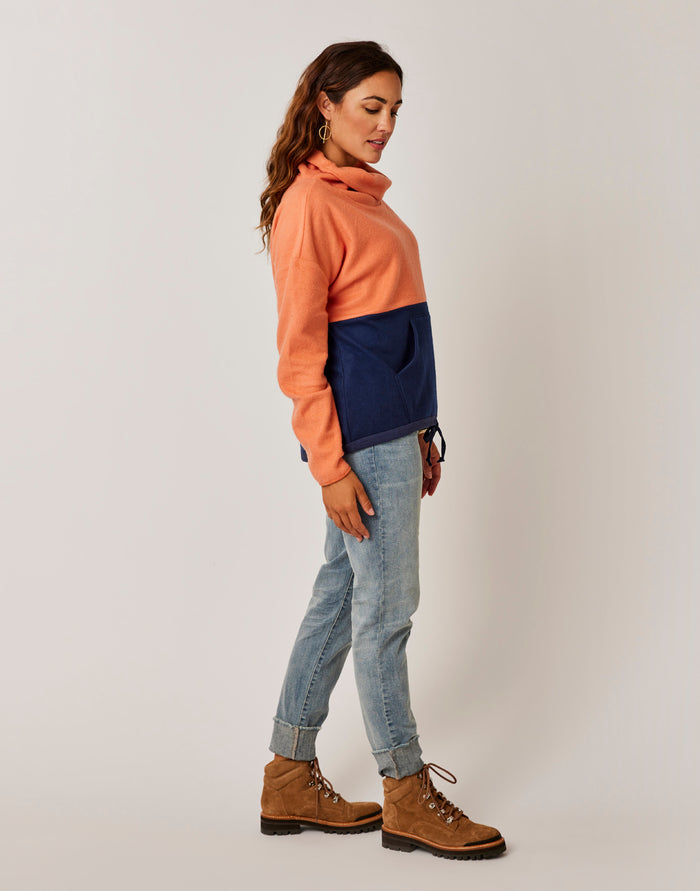 Rowayton Colorblock Cowl: Terracotta w. Navy - FINAL SALE