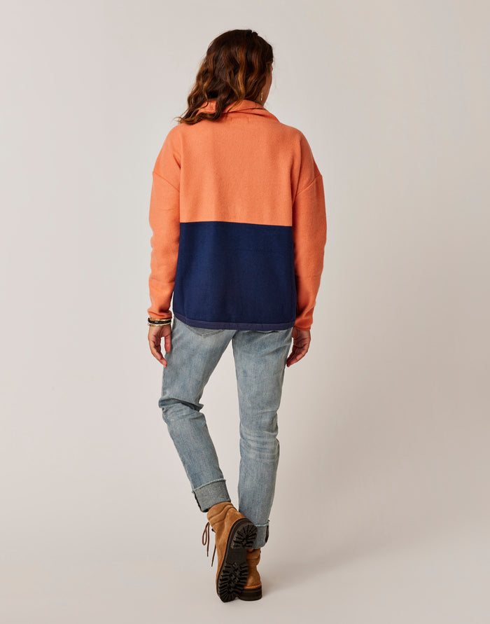 Rowayton Colorblock Cowl: Terracotta w. Navy - FINAL SALE