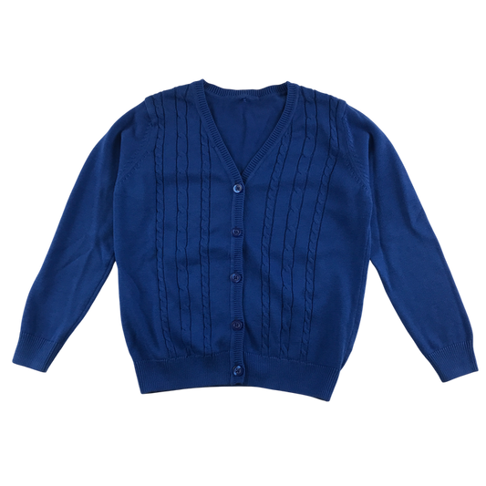 Royal blue girls cable knit school cardigan