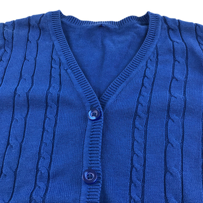 Royal blue girls cable knit school cardigan