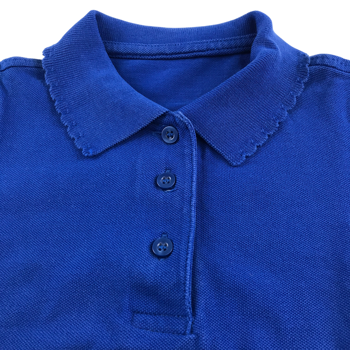Royal blue girls scallop collar school polo shirt