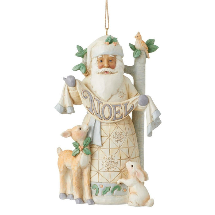 "Sale" Jim Shore Heartwood Creek - White Woodland Santa Christmas Noel Ornament 6012027