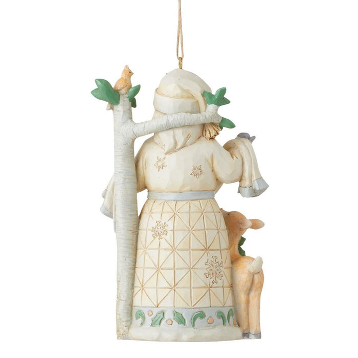 "Sale" Jim Shore Heartwood Creek - White Woodland Santa Christmas Noel Ornament 6012027