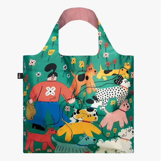 "Sale" LOQI Art Recycled Tote Bag - Dog Walker by Tess Smith-Roberts