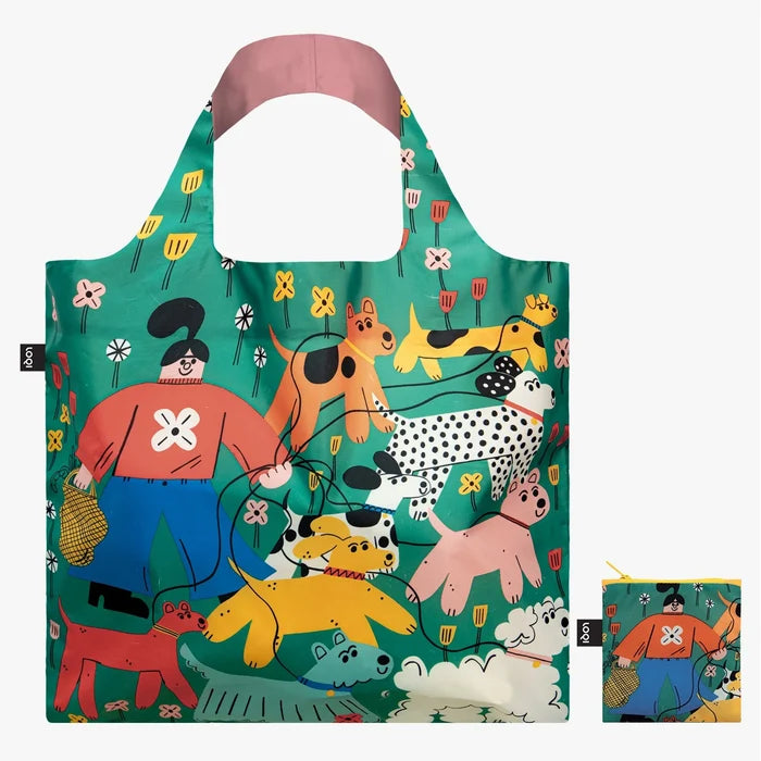 "Sale" LOQI Art Recycled Tote Bag - Dog Walker by Tess Smith-Roberts