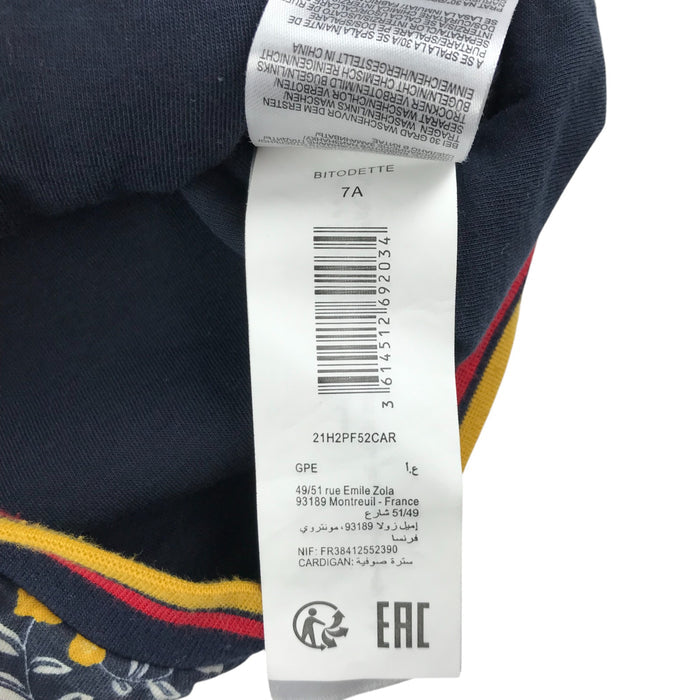 Sargent Major 6-7 years navy floral buttoned bomber jacket sweater