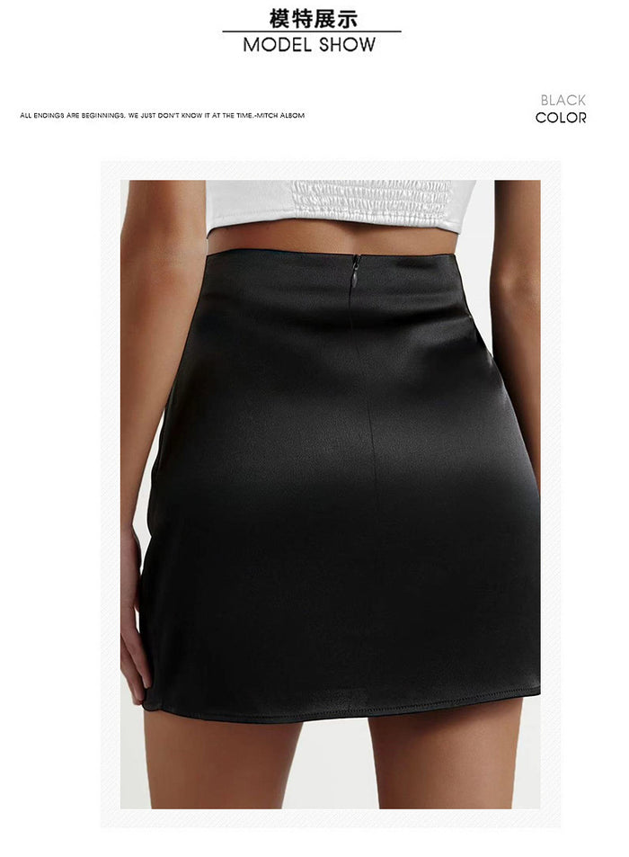 Satin Pleated Mini Skirt | High Waist A-Line | 12 Colors