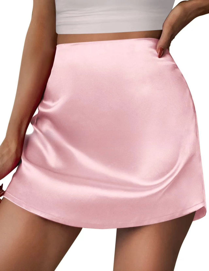 Satin Pleated Mini Skirt | High Waist A-Line | 12 Colors