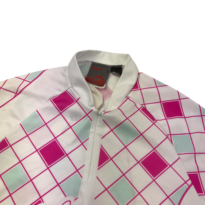 Scott women's S white checked short sleeve cycling top