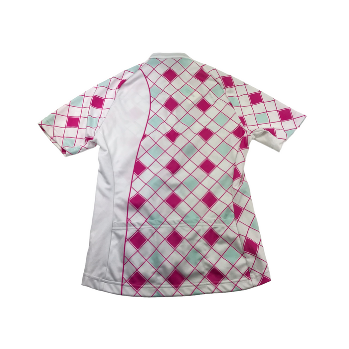 Scott women's S white checked short sleeve cycling top