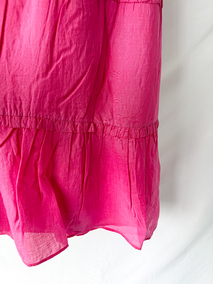Sea New York Pink Cole Smocked Halterneck Ramie Dress