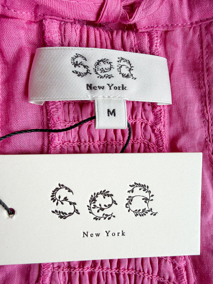 Sea New York Pink Cole Smocked Halterneck Ramie Dress