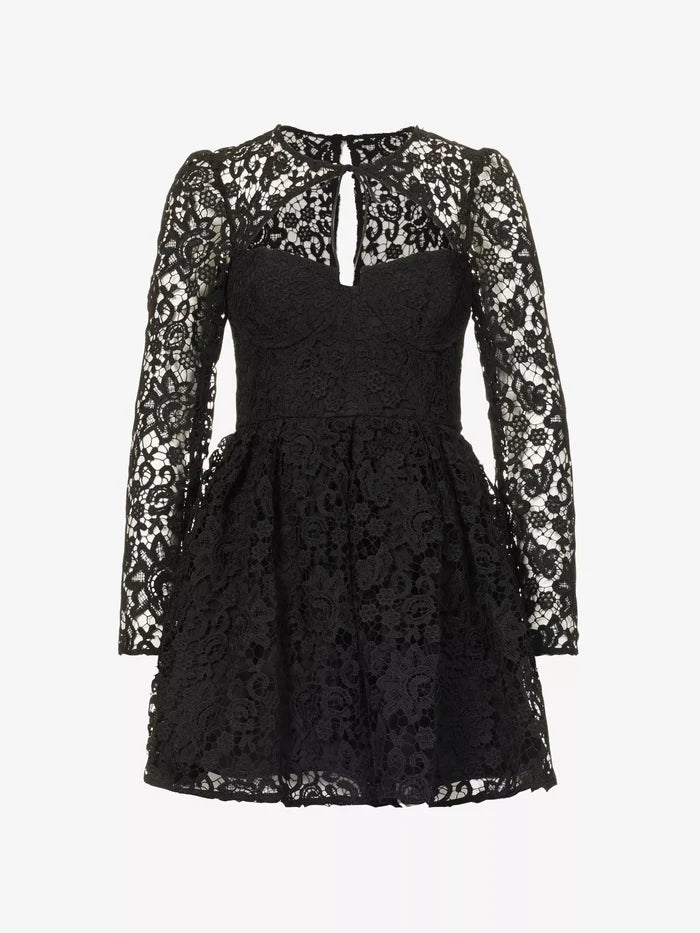 SELF-PORTRAIT Cut-out Flared-Hem Lace Mini Dark Coquette Romantic Dress - House Of Huntington