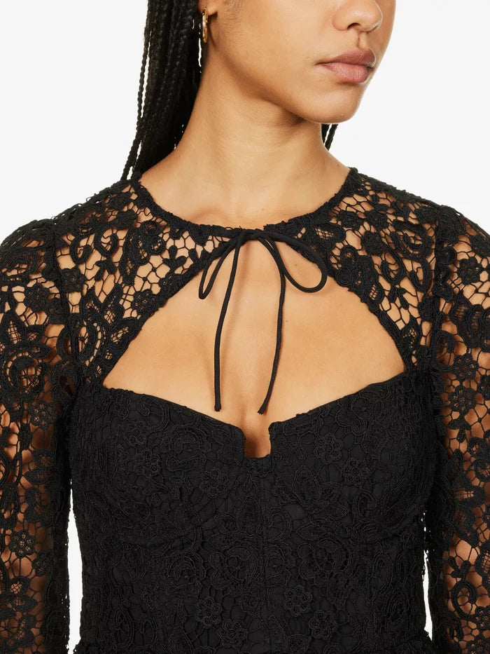 SELF-PORTRAIT Cut-out Flared-Hem Lace Mini Dark Coquette Romantic Dress - House Of Huntington
