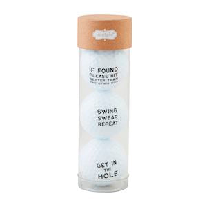 Set of three printed golf balls