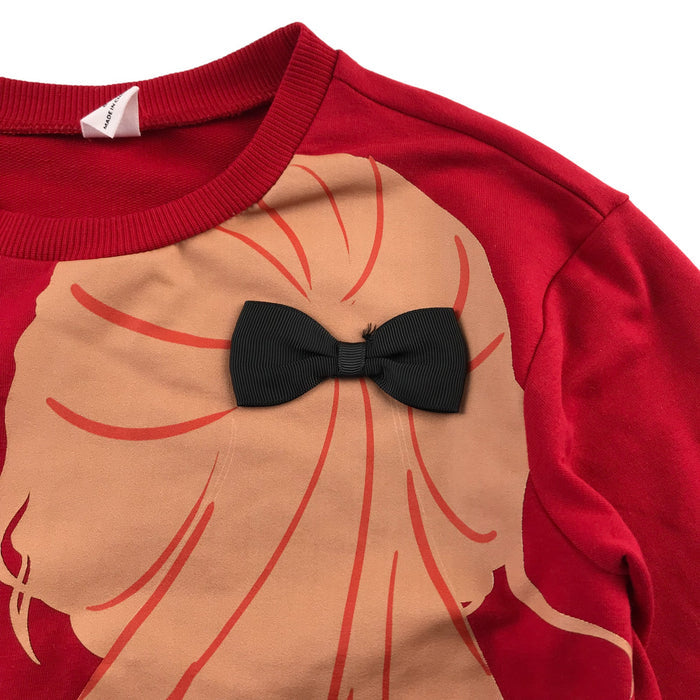 Shein 6 years red girls pony tail with bowtie sweater