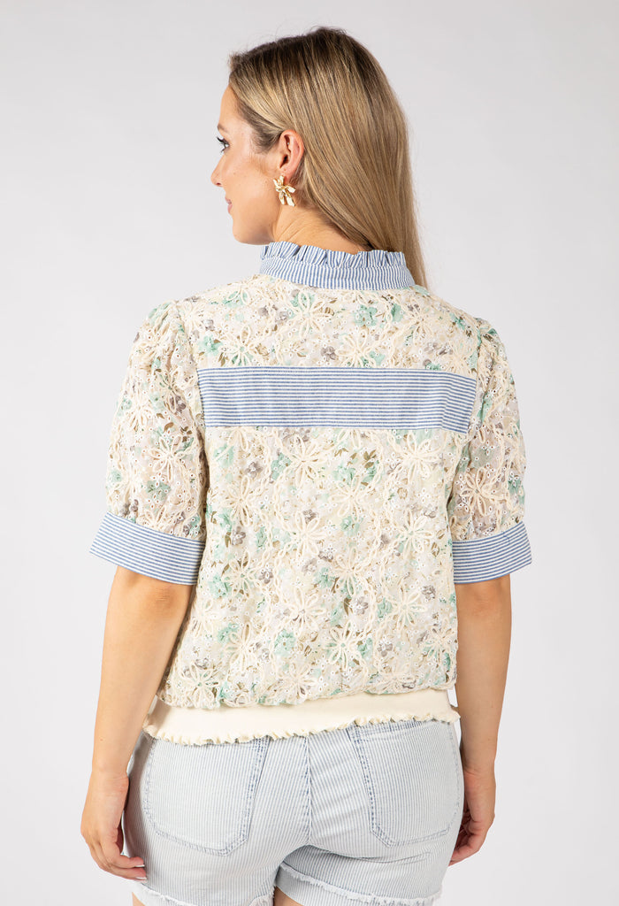 Sherbet Embroidered Top