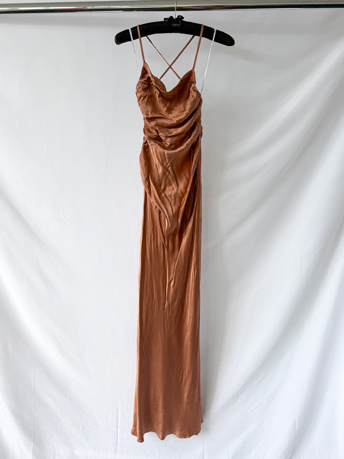 Shona Joy La Lune Ruched Backless Slip Dress