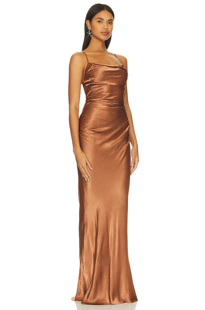 Shona Joy La Lune Ruched Backless Slip Dress