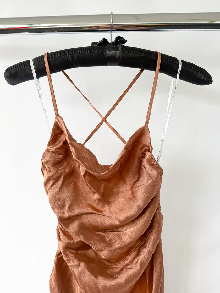 Shona Joy La Lune Ruched Backless Slip Dress