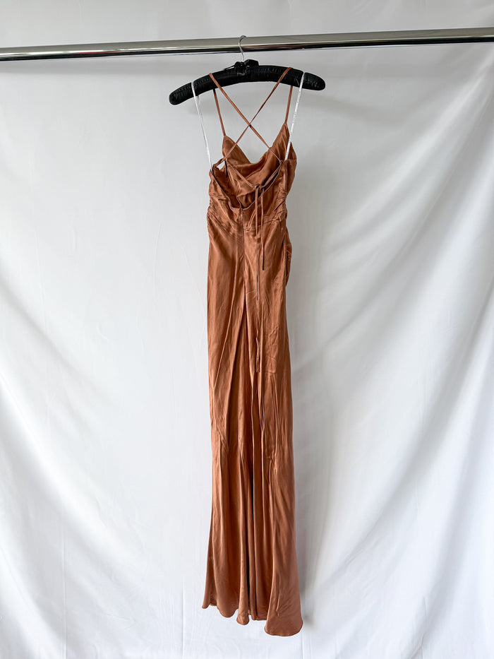 Shona Joy La Lune Ruched Backless Slip Dress
