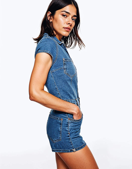Short Denim Overalls