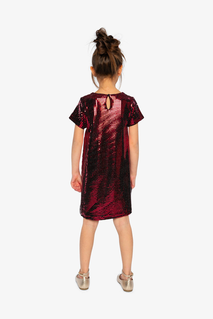 Deux par Deux red short sleeve A-line dress, third lookbook view
