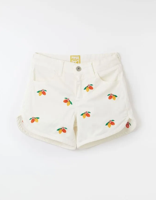 SHORTS SARJA BORDADO CACAU