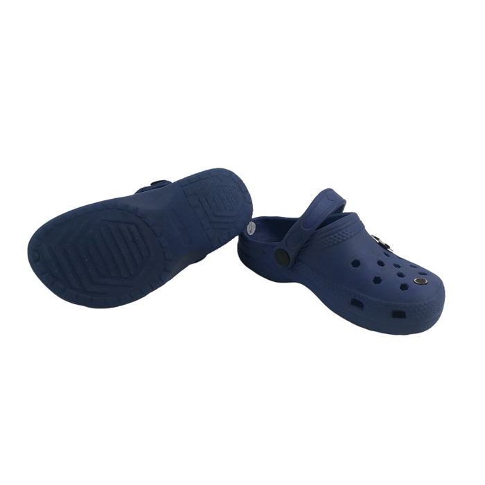 Size UK 10.5 (jr) navy blue football clip clogs