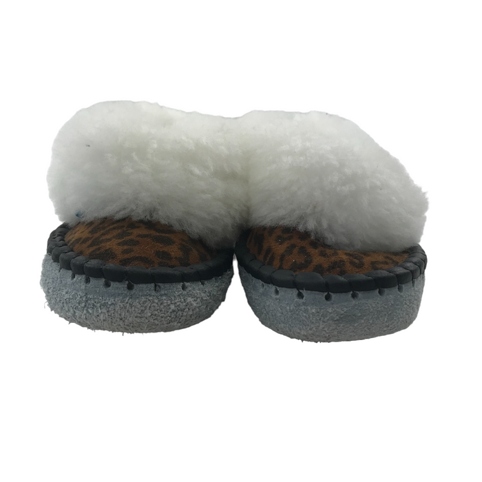 Size UK 1.5-2 brown leopard slippers