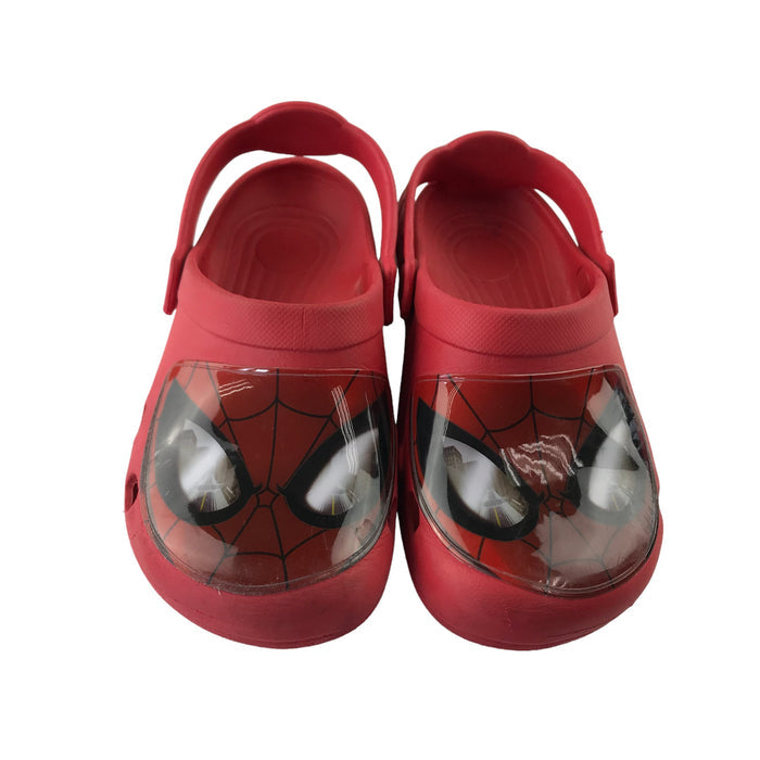 Size UK 2 red spiderman slip on clog
