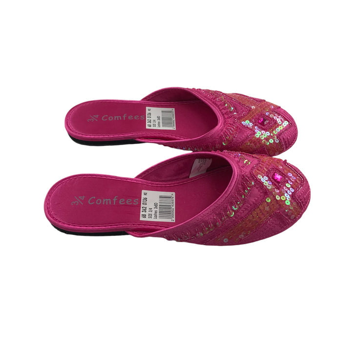 Size UK 3-4 pink sequin sandals