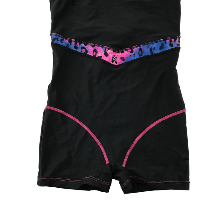 Slazenger 9-10 years black pink blue leopard stripe swimsuit