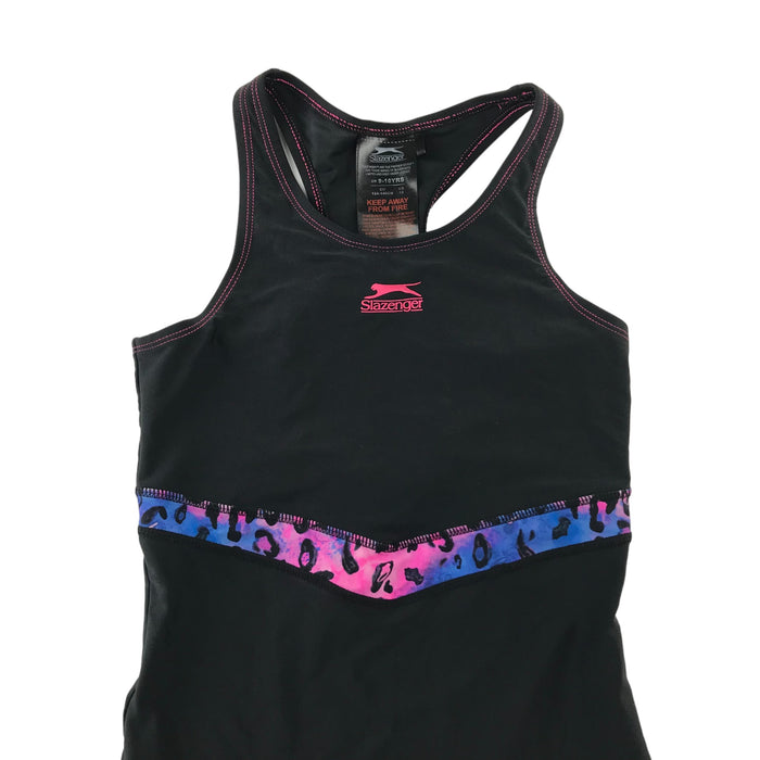 Slazenger 9-10 years black pink blue leopard stripe swimsuit