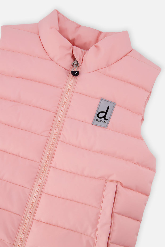 Deux par Deux light pink sleeveless quilted mid-season vest, view 3