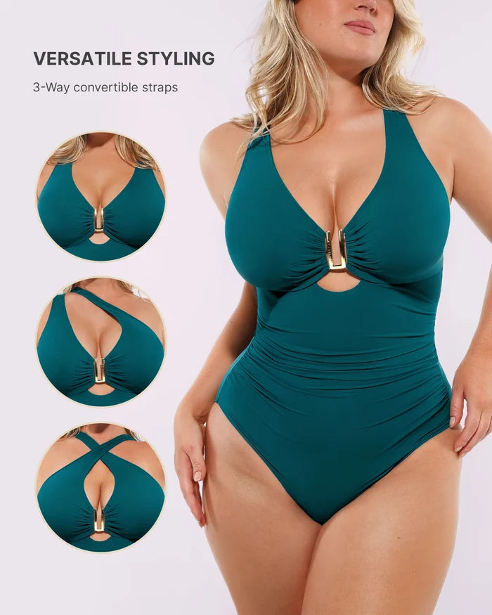 Smart Sculpt™ Ruched U-Wire Cut Out Shaping Swimsuit