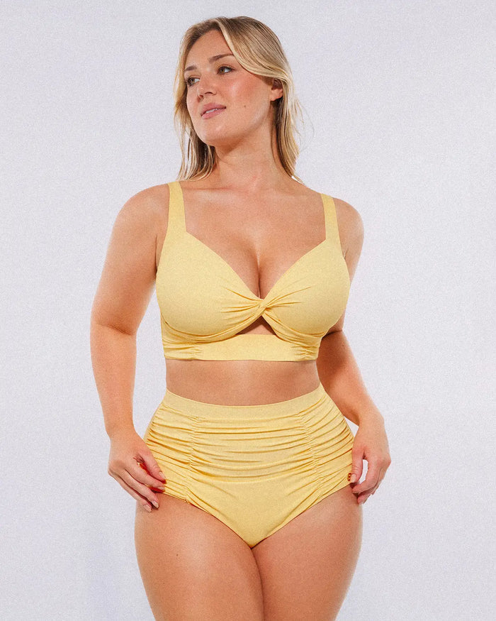 Supportive bikini top construction offering comfort and shaping