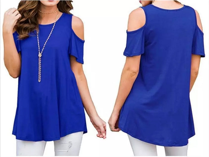 Solid Off-the-Shoulder Basic Tops