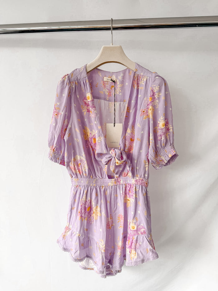 Spell & The Gypsy Lavender Purple Floral Print Lei Lei Romper Playsuit