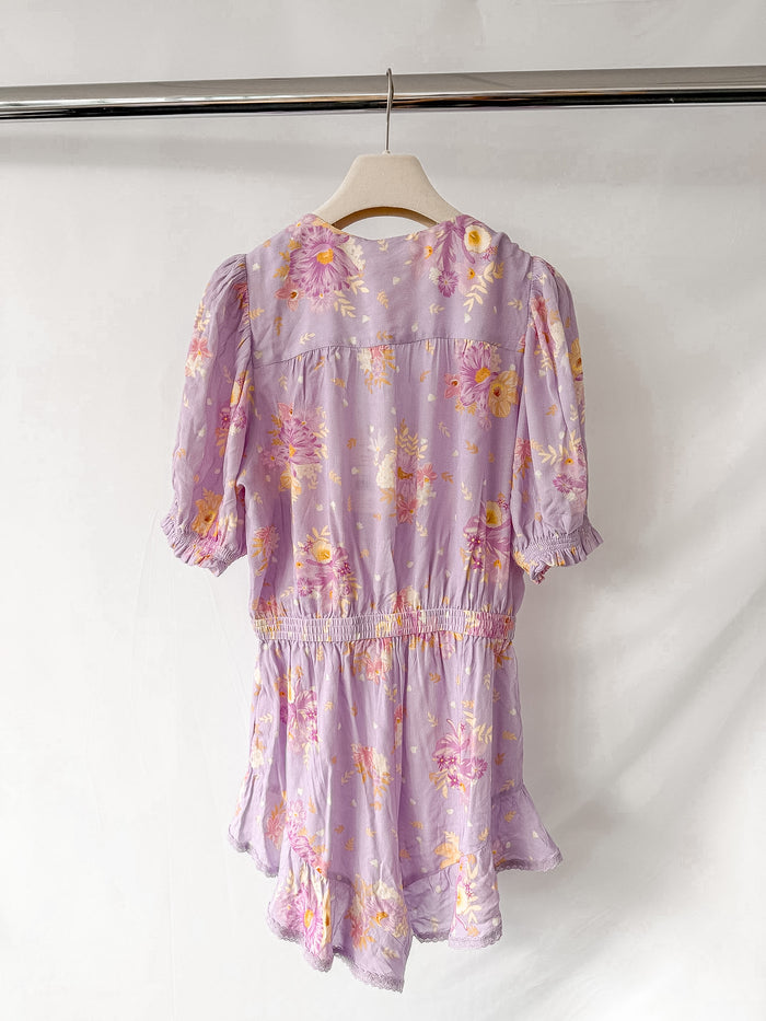Spell & The Gypsy Lavender Purple Floral Print Lei Lei Romper Playsuit