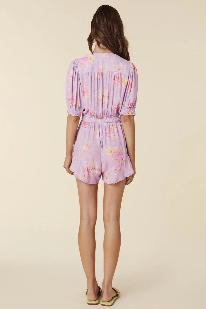 Spell & The Gypsy Lavender Purple Floral Print Lei Lei Romper Playsuit