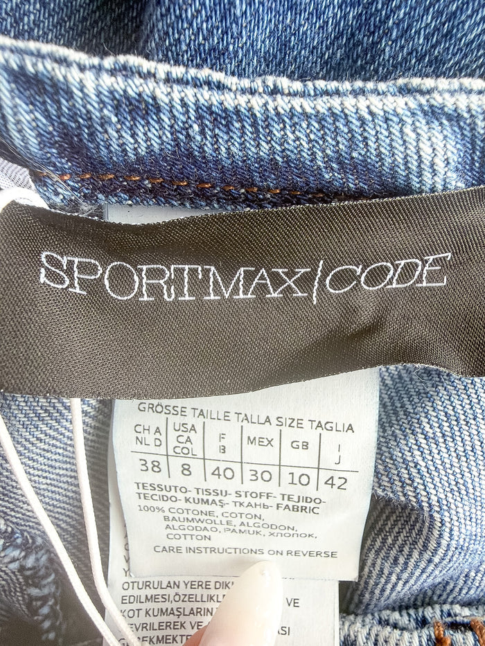 Sportmax Code Denim Gathered Side Blue Pencil Skirt