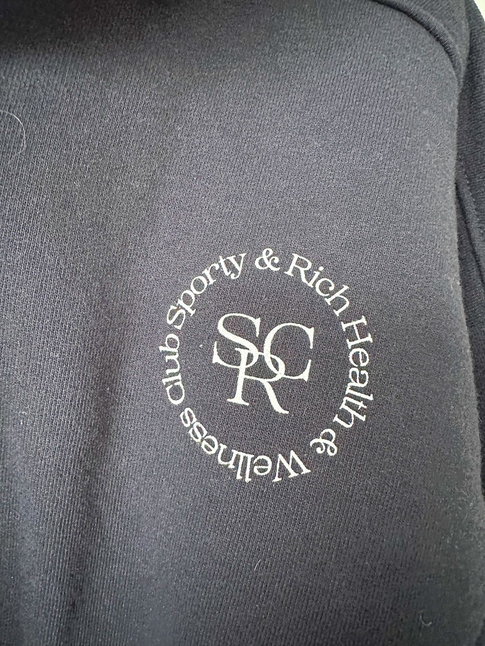Sporty & Rich Navy Logo Front Quarter Zip Sweatshirt