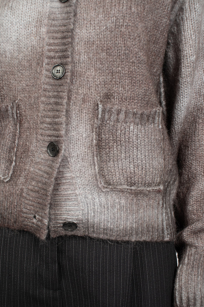 Sprayed Mohair Cardigan Anthracite Grey