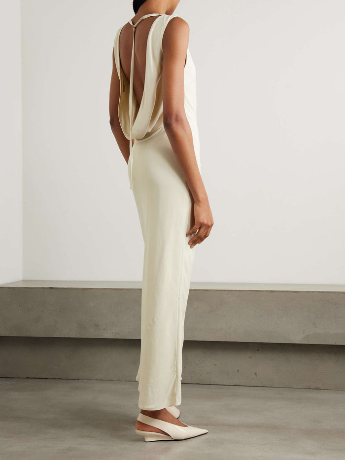 St Agni Dove Ivory Draped Cowl Dress