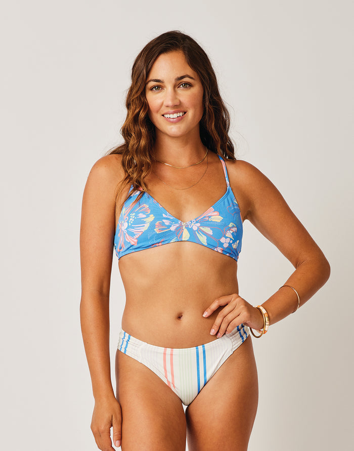 St. Barth Reversible Bottom: Larkspur/Sunny Stripe - FINAL SALE